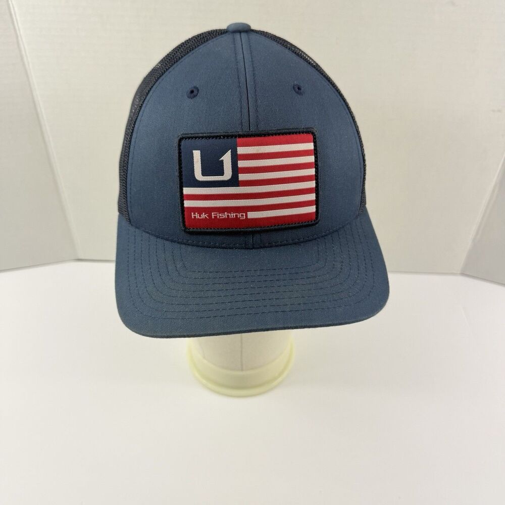 Huk Fishing Men's Blue Huks And Bars American Trucker Snapback Hat